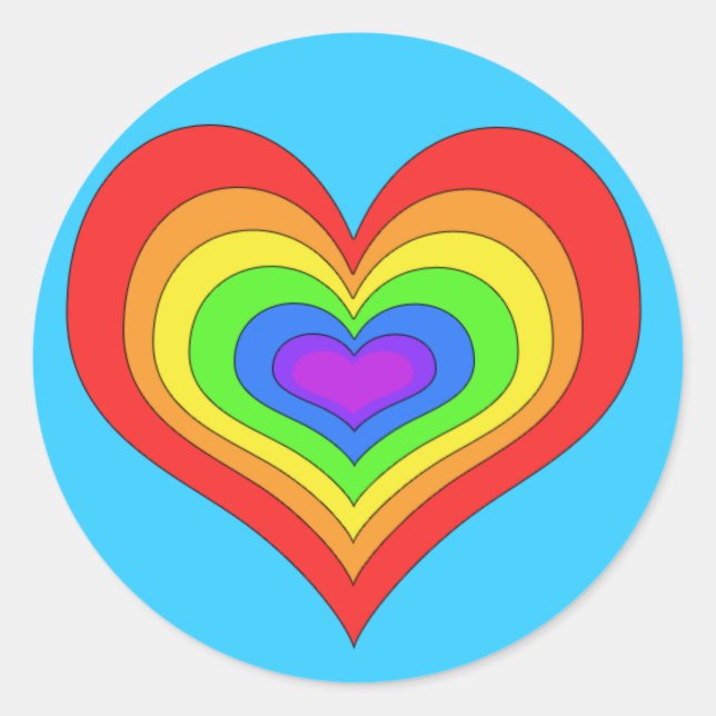 Adesivo Redondo Rainbow Heart Sticker (Frente)
