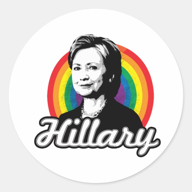 Adesivo Redondo Rainbow Hillary - Política LGBT - (Frente)