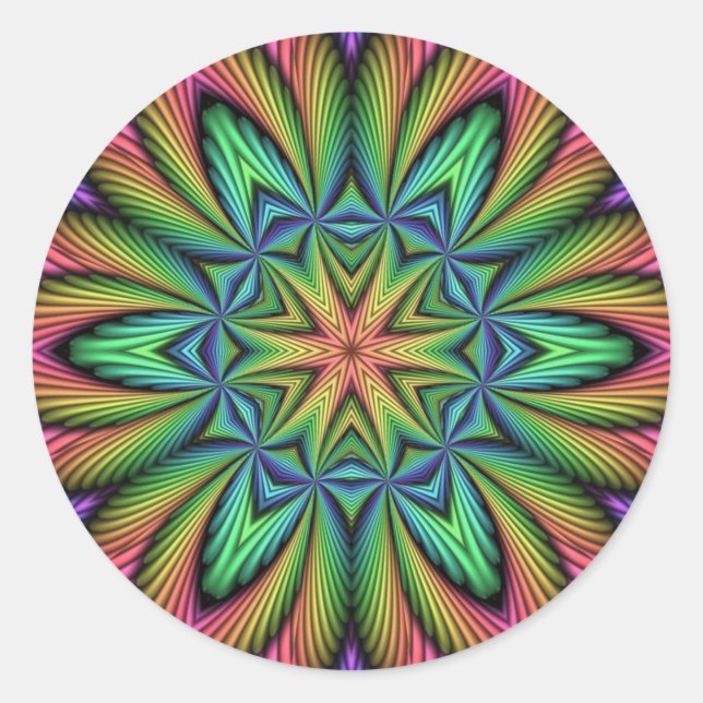 Adesivo Redondo Rainbow Illusion Mandala (Frente)