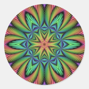 Adesivo Redondo Rainbow Illusion Mandala