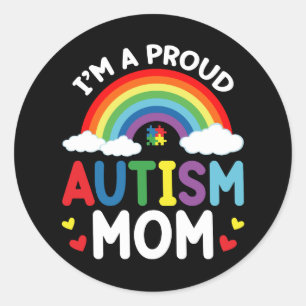 Adesivo Redondo Rainbow I'm A Proud Autism Mom Autism Awareness