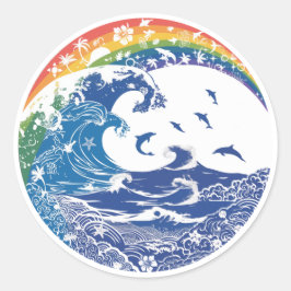 Adesivo Redondo Rainbow in Hawaii: Waves, Life