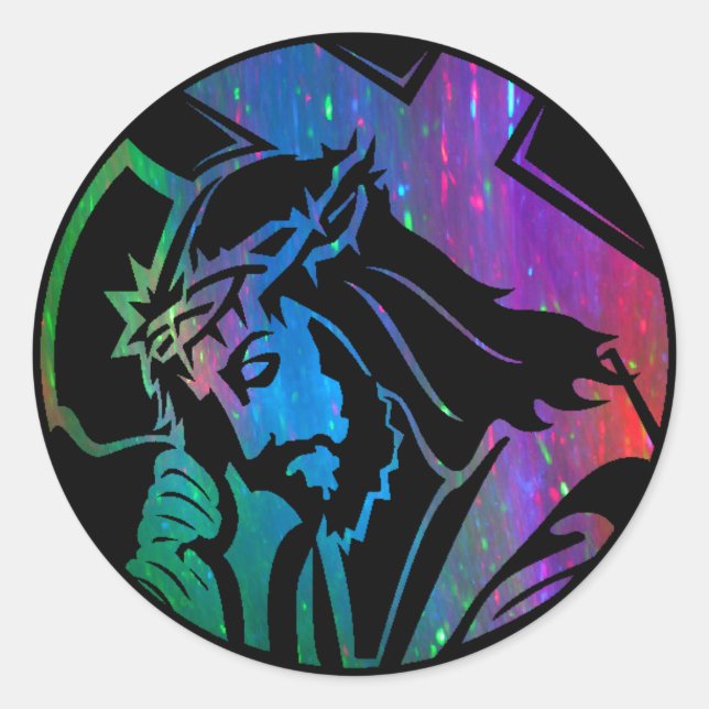 Adesivo Redondo Rainbow Jesus Sticker (Frente)