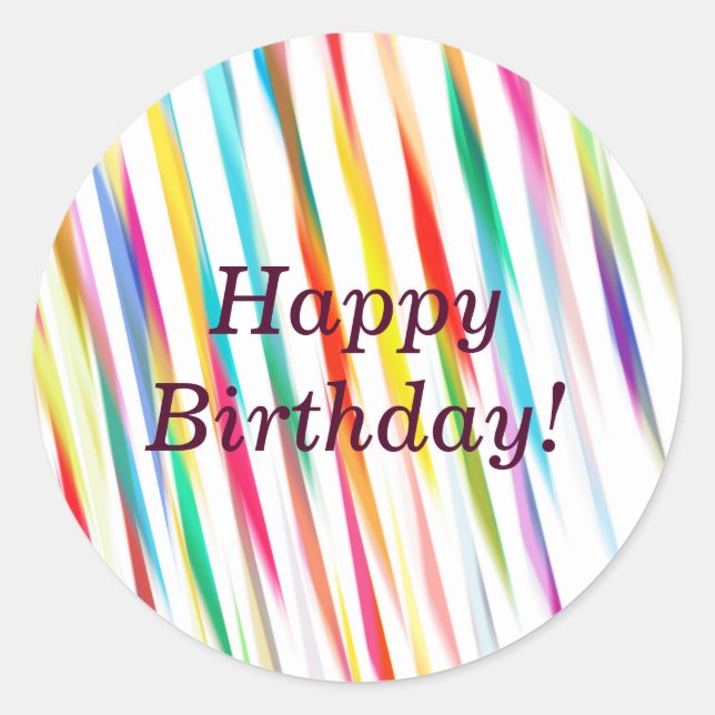 Adesivo Redondo Rainbow Kisses - Vinheta Feliz de Aniversário (Frente)