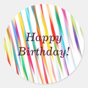 Adesivo Redondo Rainbow Kisses - Vinheta Feliz de Aniversário