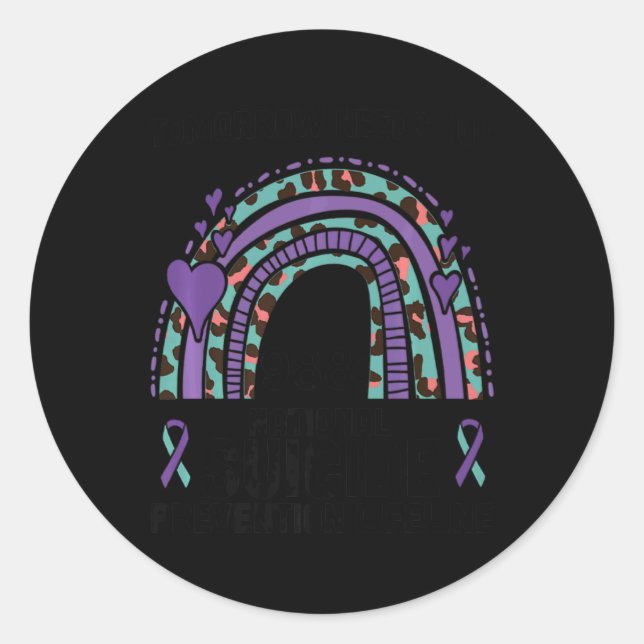 Adesivo Redondo Rainbow Lifeline 988 Suicide Prevention  (Frente)