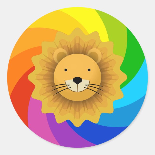 Adesivo Redondo Rainbow Lion (Frente)