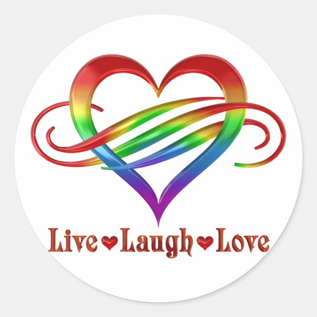 Adesivo Redondo Rainbow Live Laugh Love (Frente)