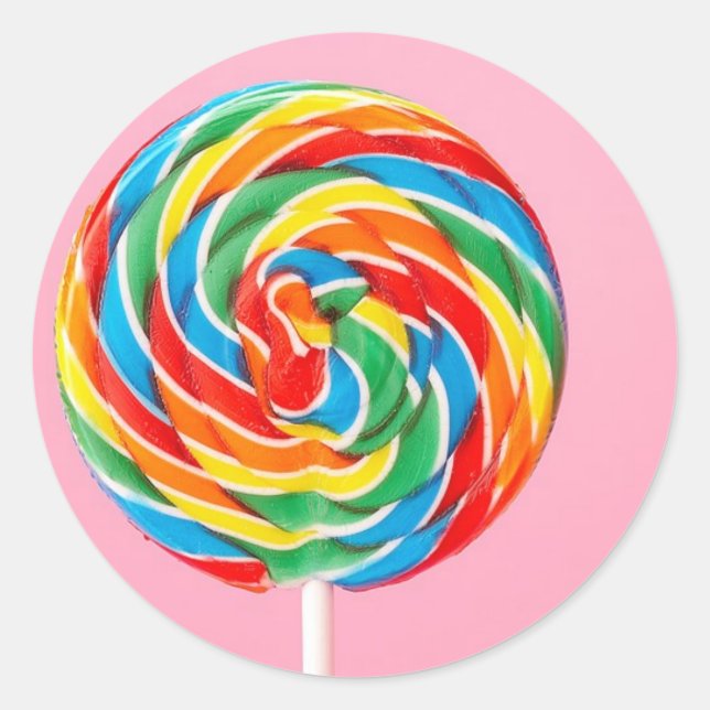 Adesivo Redondo Rainbow Lollipop (Frente)