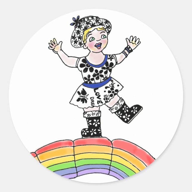 Adesivo Redondo Rainbow Love Sticker (Frente)