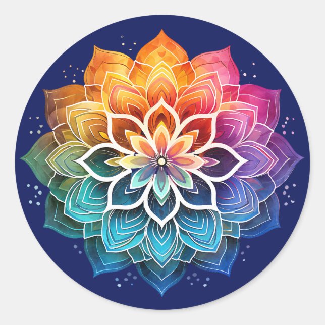 Adesivo Redondo Rainbow mandala (Frente)