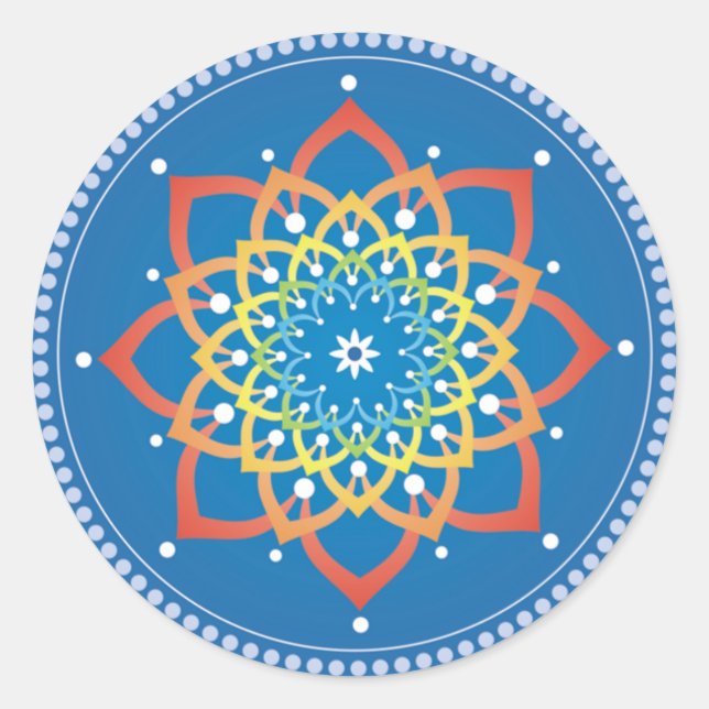 Adesivo Redondo Rainbow Mandala Sticker (Frente)