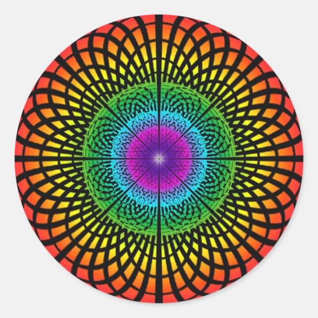 Adesivo Redondo Rainbow Mandala Sticker (Frente)
