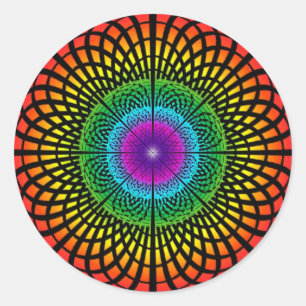 Adesivo Redondo Rainbow Mandala Sticker