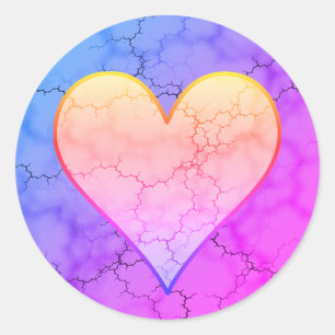 Adesivo Redondo Rainbow Marbled Heart