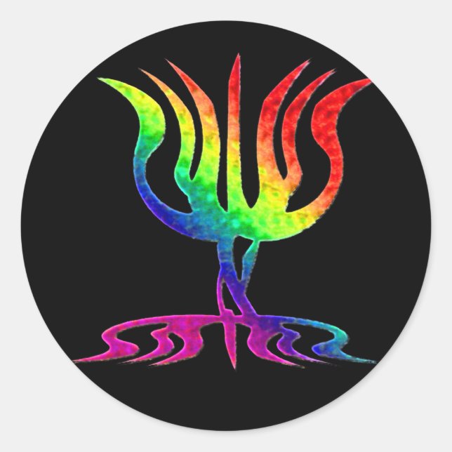 Adesivo Redondo Rainbow Menorah Stickers (Frente)