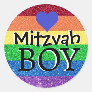 Adesivo Redondo Rainbow Mitzvah Boy