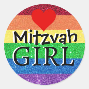 Adesivo Redondo Rainbow Mitzvah Girl