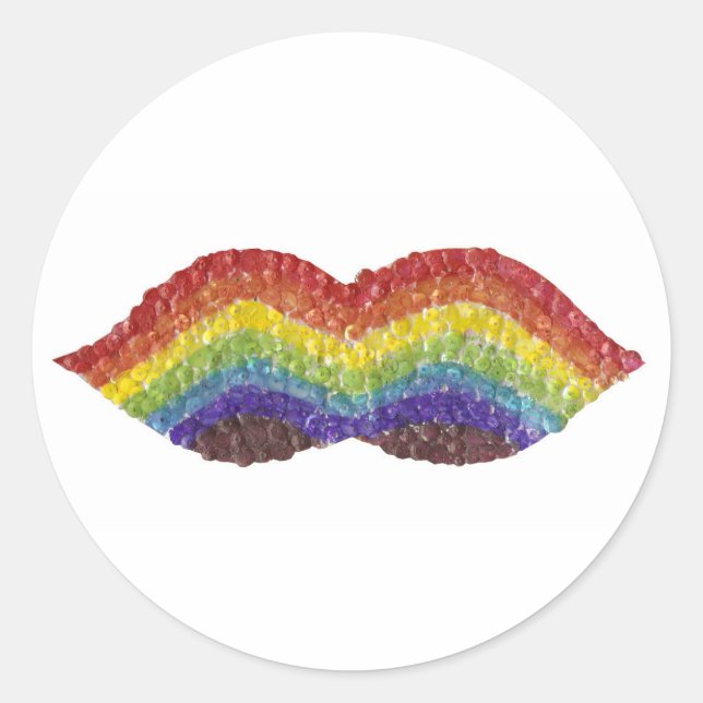Adesivo Redondo Rainbow Mustache Stickers (Frente)