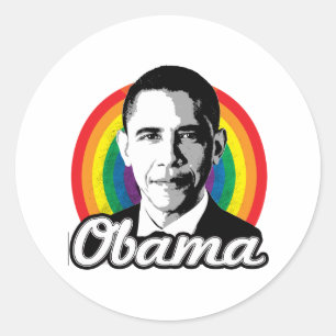 Adesivo Redondo Rainbow Obama - Política LGBT -
