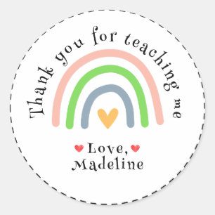 Adesivo Redondo Rainbow Obrigado Por Me Ensinar