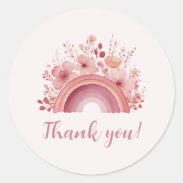 Adesivo Redondo Rainbow Onederful 1st Birthday Thank You Sticker