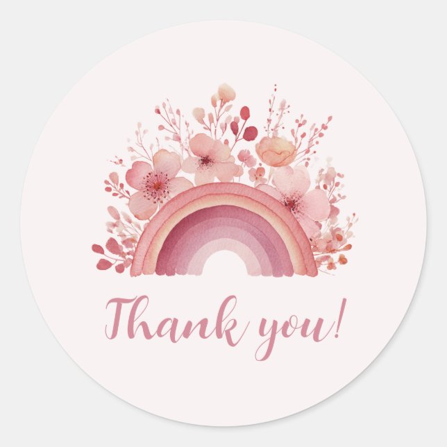 Adesivo Redondo Rainbow Onederful 1st Birthday Thank You Sticker (Frente)