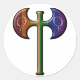 Adesivo Redondo Rainbow - Orgulho Lésbico Colorido Labrys