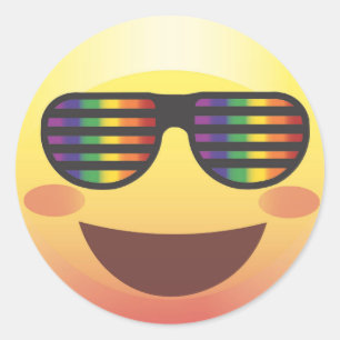 Adesivo Redondo Rainbow Party Shades Emoji Face Sticker