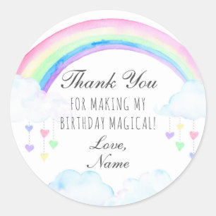Adesivo Redondo Rainbow Party Sticker, Rainbow Obrigado Pinheiros