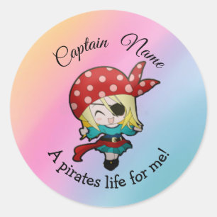 Adesivo Redondo Rainbow Pastle YOUNG Girl Party PirateClassic
