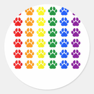 Adesivo Redondo Rainbow Paw Print Dog Paw LGBT Pride LGBT Suportad