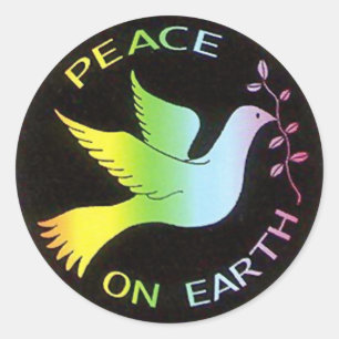 Adesivo Redondo Rainbow Peace Dove Peace Sign