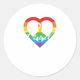 Adesivo Redondo Rainbow Peace Heart Pride LGBT