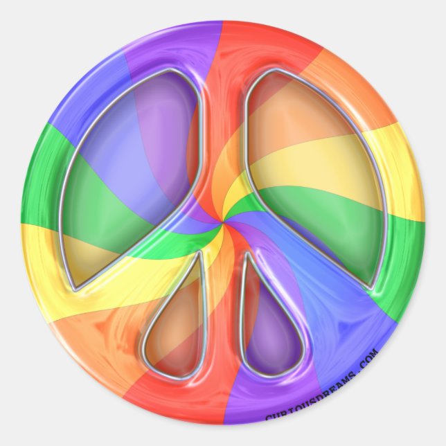Adesivo Redondo Rainbow Peace Sticker (Frente)