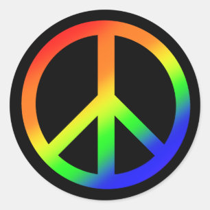 Adesivo Redondo Rainbow Peace Sticker