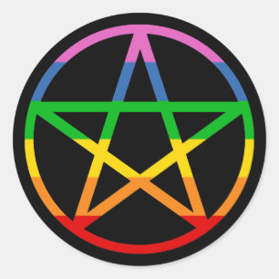 Adesivo Redondo Rainbow Pentacle