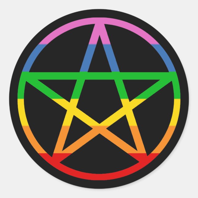 Adesivo Redondo Rainbow Pentacle (Frente)