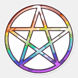 Adesivo Redondo Rainbow Pentagram Sticker