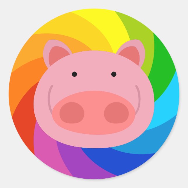 Adesivo Redondo Rainbow Pig (Frente)