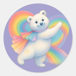 Adesivo Redondo Rainbow Polar Bear Kids Sticker – Cute Character