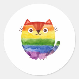 Adesivo Redondo Rainbow Pride Cat