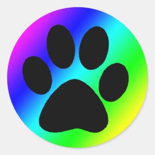 Adesivo Redondo Rainbow Round Dog Paw.png