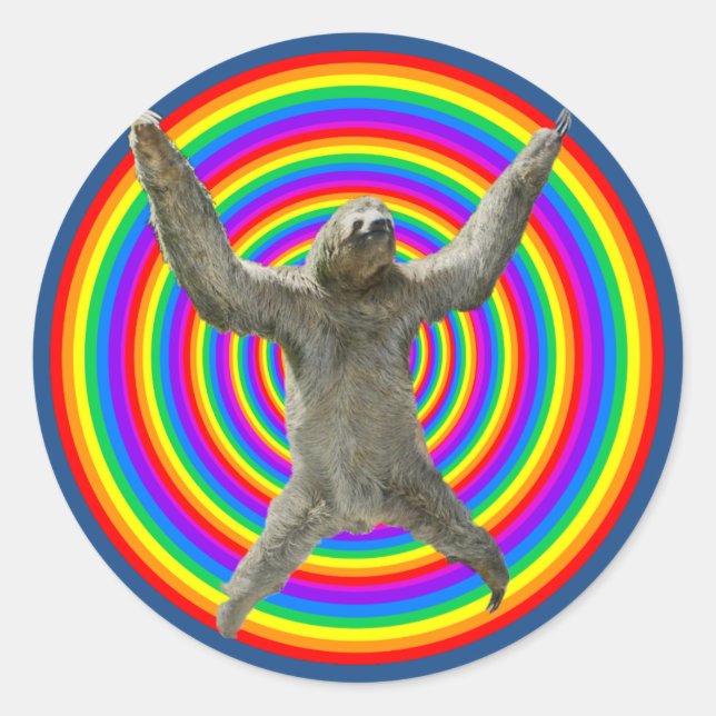Adesivo Redondo Rainbow Sloth (Frente)