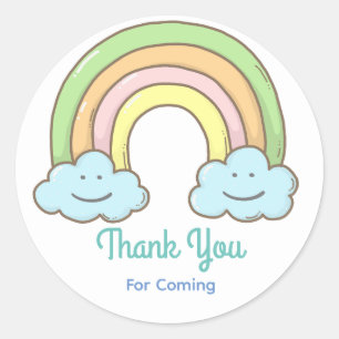 Adesivo Redondo Rainbow Smiling Cloud Obrigado