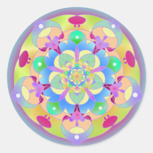 Adesivo Redondo Rainbow Song Mandala