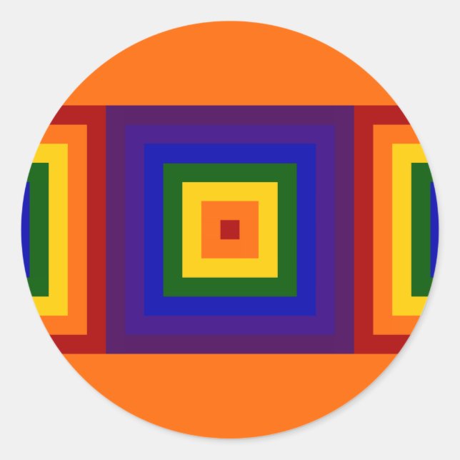 Adesivo Redondo Rainbow Squares (Frente)