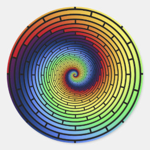 Adesivo Redondo Rainbow Squiral Sticker ROY G BIV