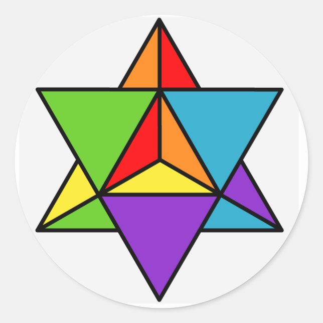 Adesivo Redondo Rainbow Star Tetrahedron (Frente)