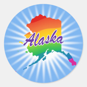 Adesivo Redondo Rainbow State Of Alaska